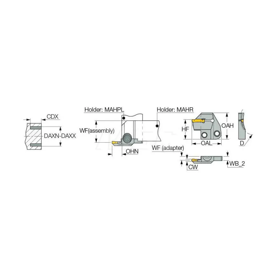 Indexable Grooving Blade: 1.2598" High, Right Hand, 0.1181" Min Width