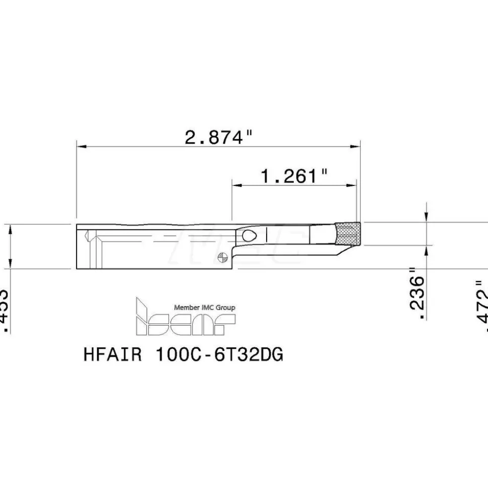Indexable Grooving Blade: 1.26" High, Right Hand, 0.2362" Min Width
