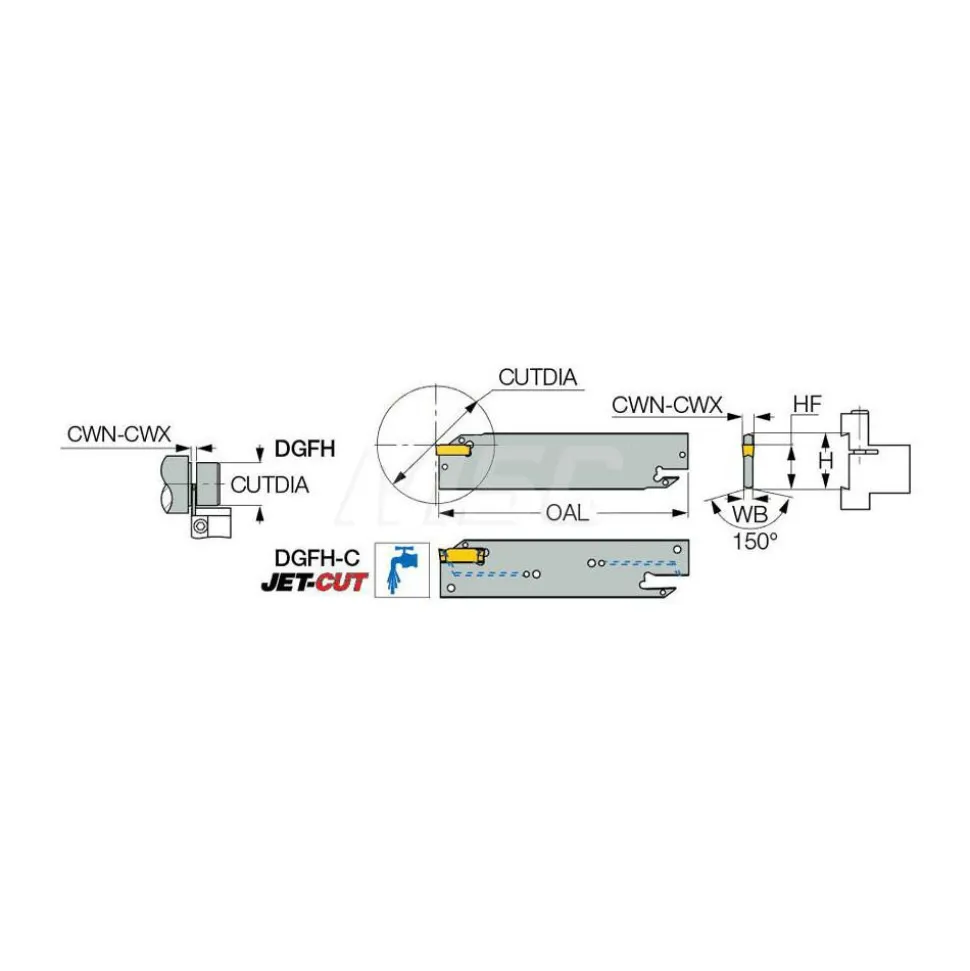 Indexable Grooving Blade: 1.2598" High, Neutral, 0.1969" Min Width
