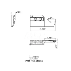 Indexable Grooving Blade: Right Hand, 0.1575" Min Width