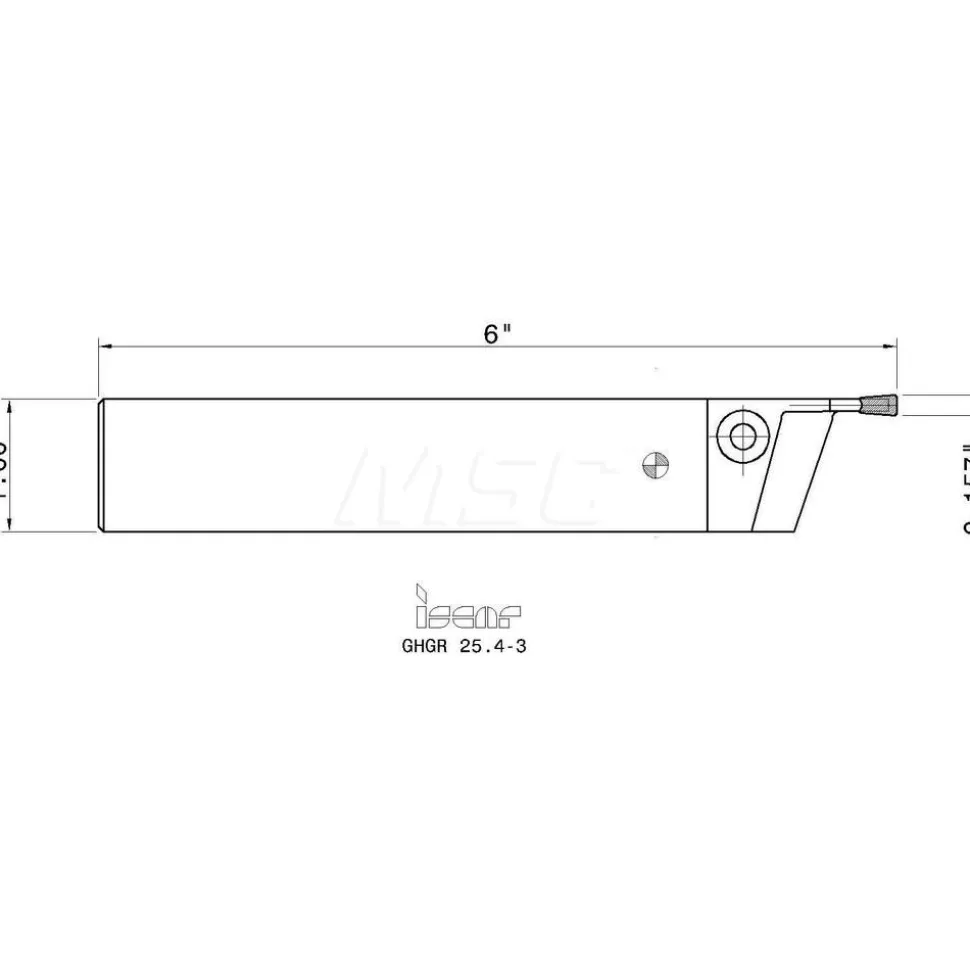Indexable Grooving-Cutoff Toolholder: GHGL 25.4-3, 0.118 to 0.157" Groove Width, Left Hand