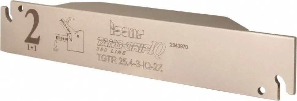 Indexable Grooving-Cutoff Toolholder: TGTR25.4-3-IQ-2Z, 0.11 to 0.138" Groove Width, Right Hand