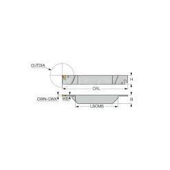 Indexable Grooving-Cutoff Toolholder: TGTR25.4-3-IQ-2Z, 0.11 to 0.138