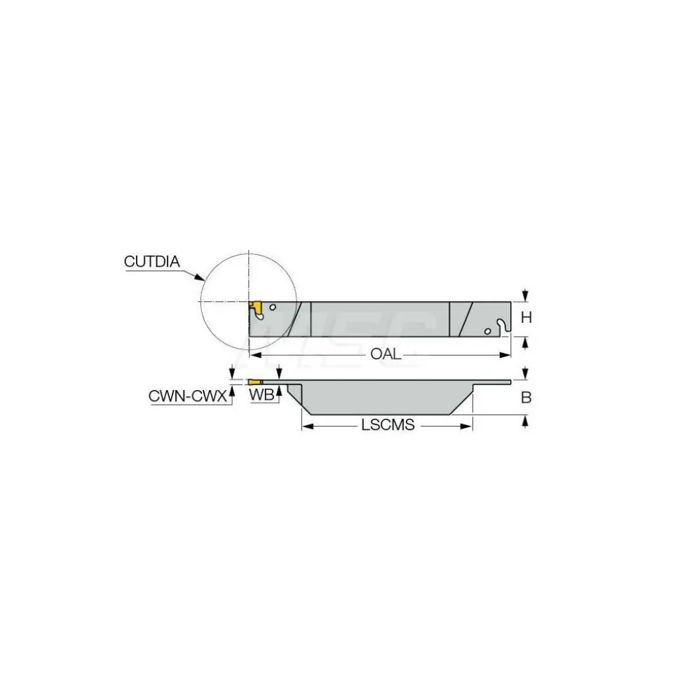 Indexable Grooving-Cutoff Toolholder: TGTR25.4-3-IQ-2Z, 0.11 to 0.138" Groove Width, Right Hand