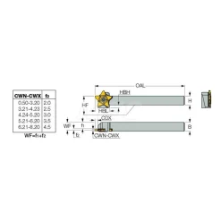 Indexable Grooving-Cutoff Toolholder: PCHR 12.7-24, 0.0197 to 1/8" Groove Width, 0.256" Max Depth of Cut, Right Hand