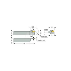 Indexable Grooving-Cutoff Toolholder: DGTL 19-3, 0.118 to 1/8" Groove Width, Left Hand