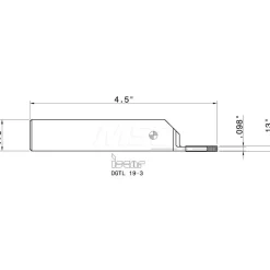 Indexable Grooving-Cutoff Toolholder: DGTL 19-3, 0.118 to 1/8
