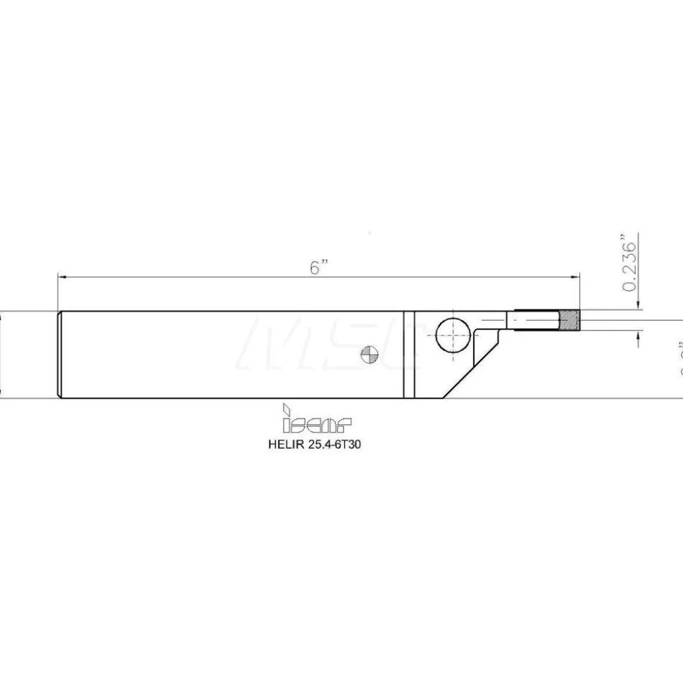 Indexable Grooving Toolholder: HELIR 25.4-6T30, External, Right Hand, 2.36" Max Workpiece Dia