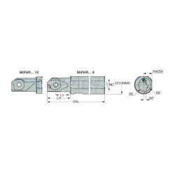 Indexable Grooving Toolholder: MIFHR15.9C10, Internal, Right Hand