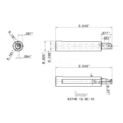 Indexable Grooving Toolholder: MIFHR15.9C10, Internal, Right Hand