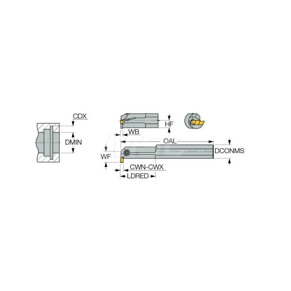 Indexable Grooving Toolholder: GHIR 19-4, Right Hand, 0.787" Max Workpiece Dia