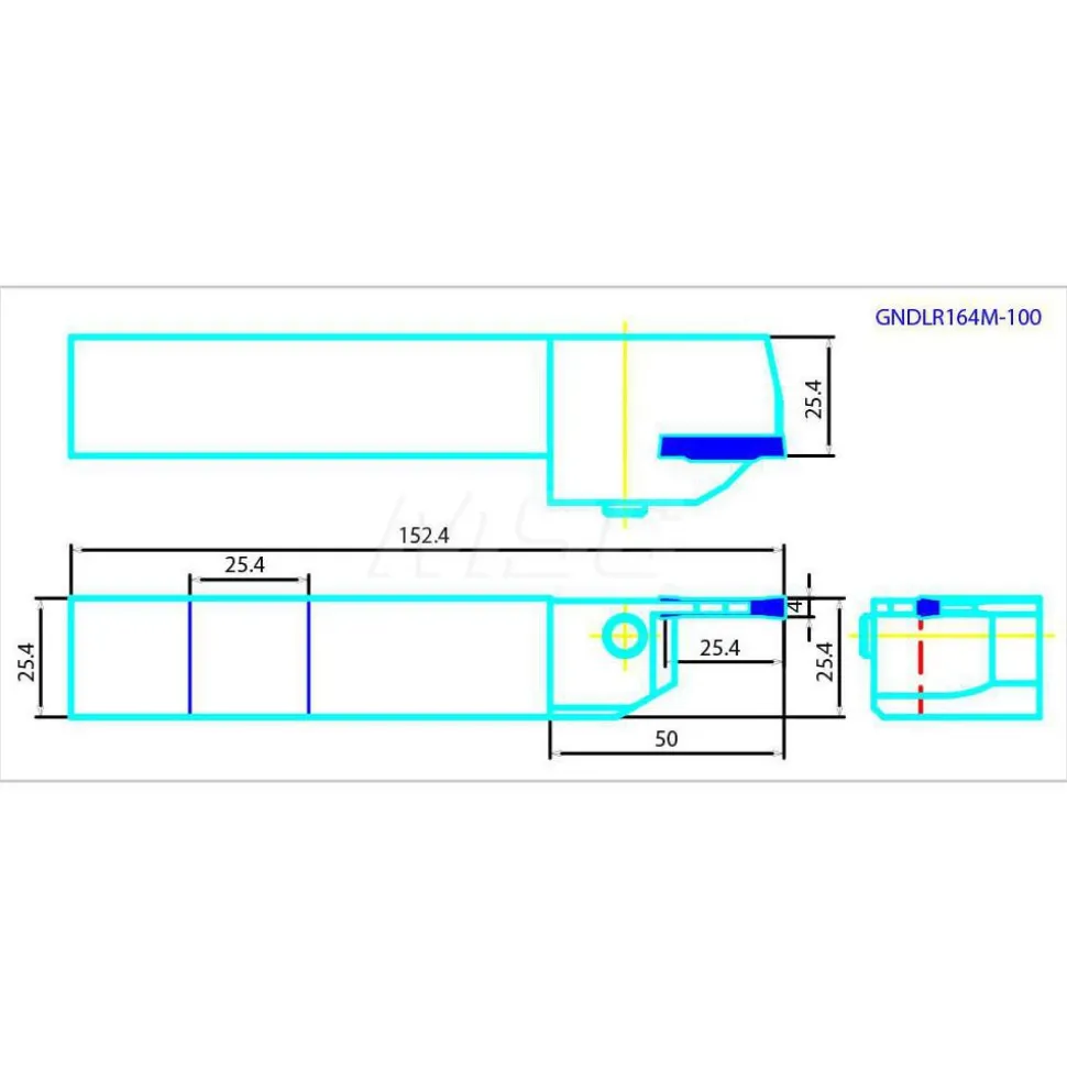 Indexable Grooving Toolholder: GNDLR164M 100, External, Right Hand