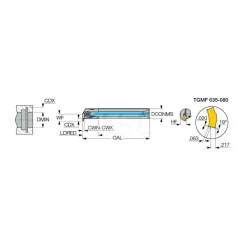 Indexable Grooving Toolholder: TGIR 15.9C-3, Internal, Right Hand