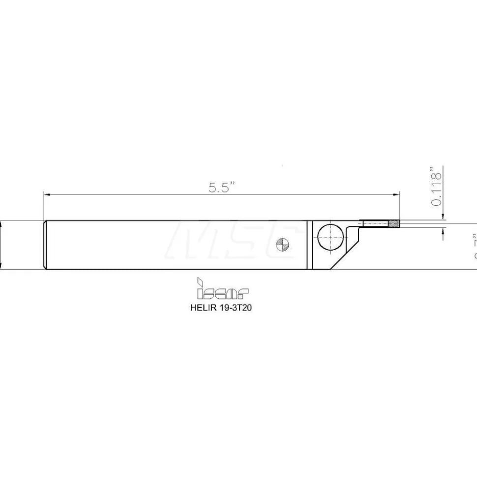 Indexable Grooving Toolholder: HELIR 19-3T20, External, Right Hand, 1.76" Max Workpiece Dia