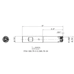 Indexable High-Feed End Mill: FFX4ED0.7532.5W0.7504, 3/4" Cut Dia, 3/4" Shank Dia, Weldon Flat Shank