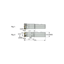 Indexable High-Feed End Mill: FF EWXD1.00-3-2, 1" Cut Dia, 1" Shank Dia, Weldon Flat Shank