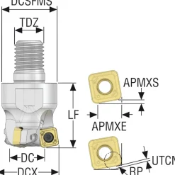 Indexable High-Feed End Mill: R217.21015020RESP104A, 1-1/2" Cut Dia, Modular Connection Shank