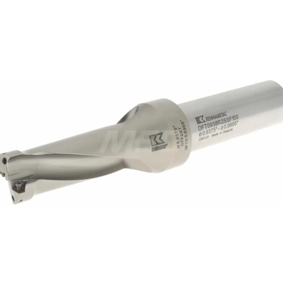Indexable Insert Drill: DFT0938R2SSF100, 1" Max Dia, 2.5xD, 1" Shank Dia