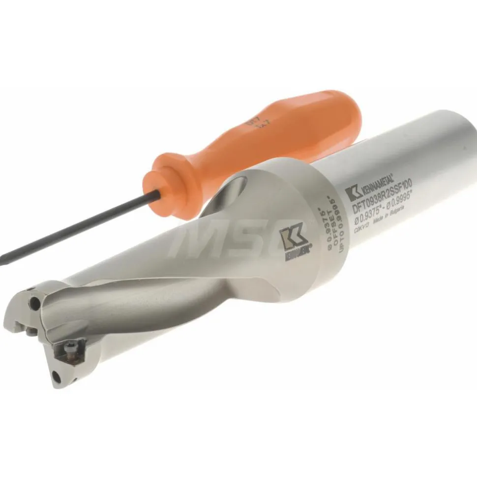 Indexable Insert Drill: DFT0938R2SSF100, 1" Max Dia, 2.5xD, 1" Shank Dia