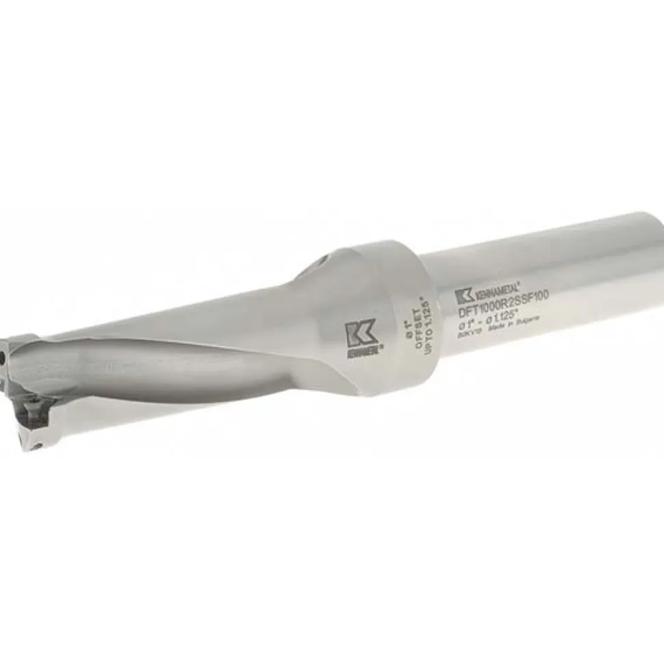 Indexable Insert Drill: DFT1000R2SSF100, 1-1/8" Max Dia, 2-1/2" Max Depth, 2.5xD, 1" Shank Dia