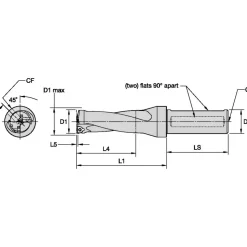 Indexable Insert Drill: DFT1219R2SSF125, 33.50 mm Max Dia, 2.5xD