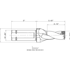 Indexable Insert Drill: DR10622125125092DN, 1-1/16" Max Dia, 2xD, 1-1/4" Shank Dia