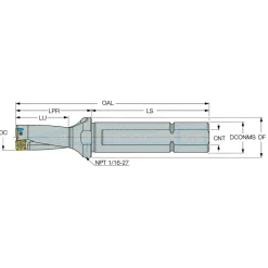 Indexable Insert Drill: DR0875-1750-100-07-2, 7/8" Max Dia, 1-3/4" Max Depth, 2xD, 1" Shank Dia