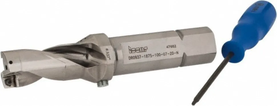 Indexable Insert Drill: DR0937-1875-100-07-2, 15/16" Max Dia, 2xD, 1" Shank Dia