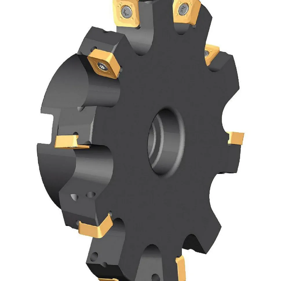 Indexable Slotting Cutter: 0.6140" Cutting Width, 4.0000" Cutter Dia, 0.8870" Depth of Cut, 1.0000" Hole Dia, 1.0000" Shank Dia, Neutral
