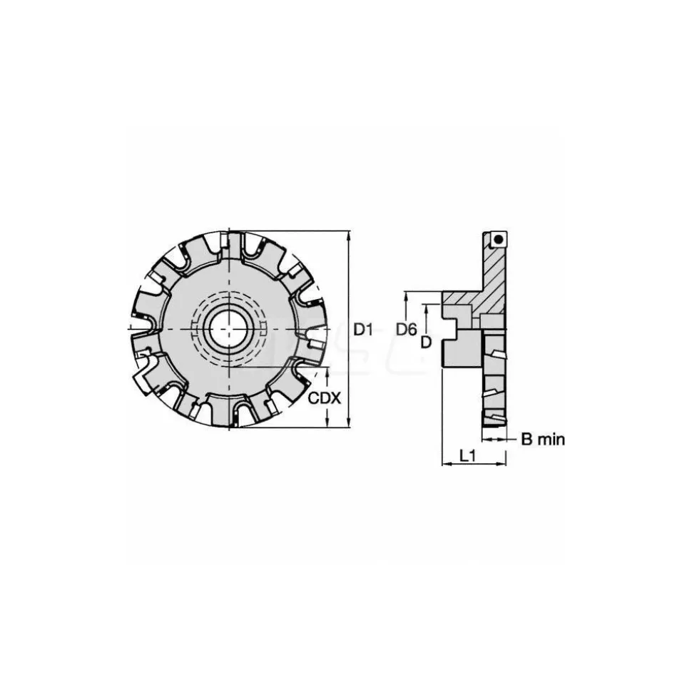 Indexable Slotting Cutter: 0.6140" Cutting Width, 4.0000" Cutter Dia, 0.8870" Depth of Cut, 1.0000" Hole Dia, 1.0000" Shank Dia, Neutral