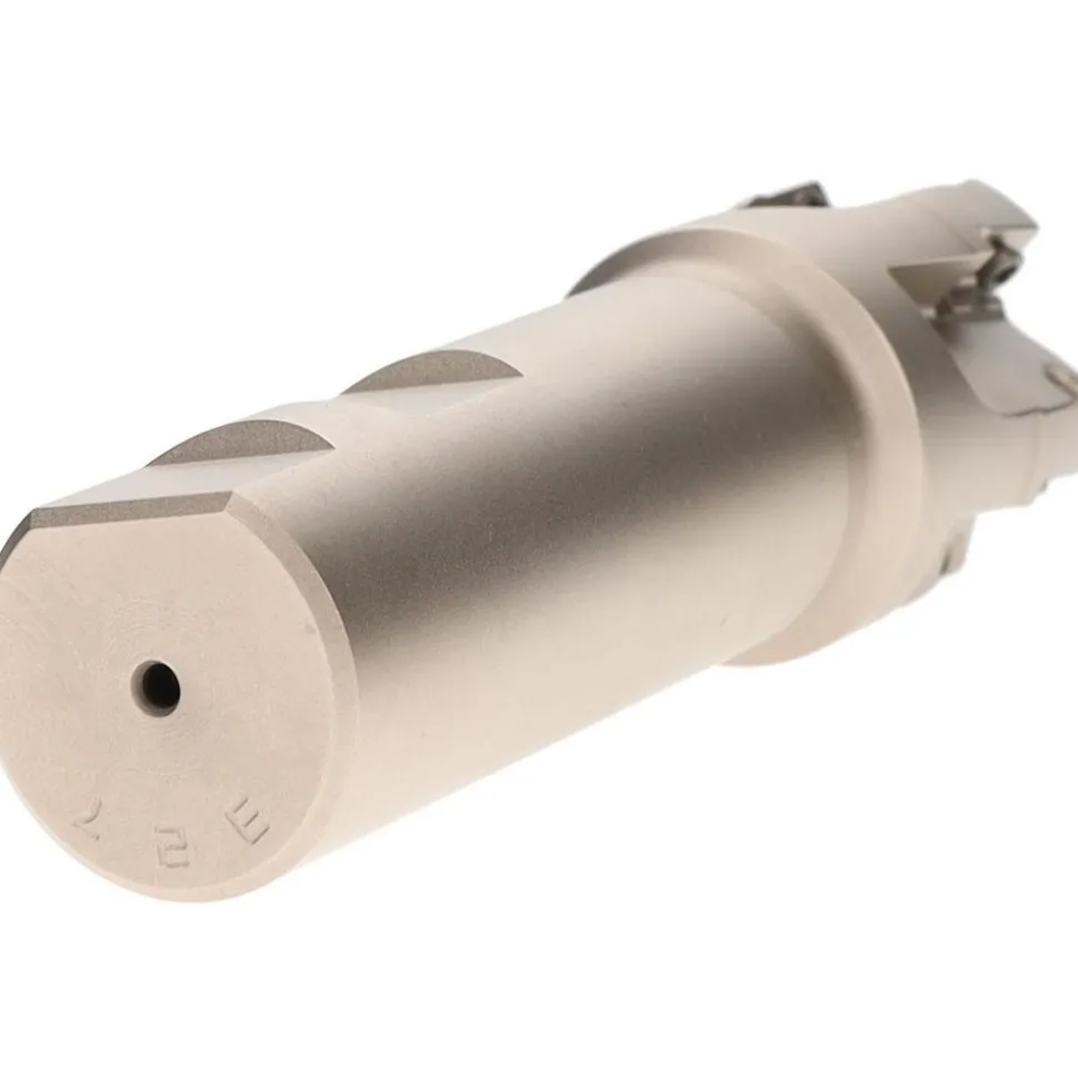 Indexable Square-Shoulder End Mill: HM90 E90A-D1.25-5W1.00, 1-1/4" Cut Dia, 0.394" Max Depth of Cut, 1" Dia Weldon Flat Shank