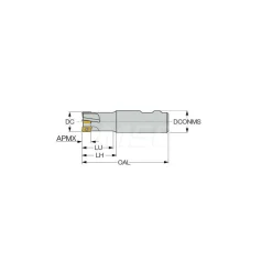 Indexable Square-Shoulder End Mill: HM90E90ADD1.25-3-W1.25, 1-1/4" Cut Dia, 0.56" Max Depth of Cut, 1-1/4" Dia Weldon Flat Shank