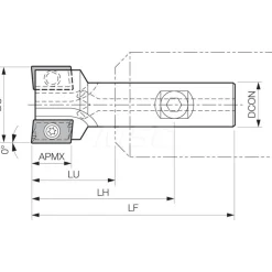 Indexable Square-Shoulder End Mill: 1X3/4X3.38 2FL, 1" Cut Dia, 0.64" Max Depth of Cut, 3/4" Dia Weldon Flat Shank