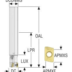 Indexable Square-Shoulder End Mill: R217.69-01.00-0-12-2AN, 1" Cut Dia, 0.433" Max Depth of Cut, 1" Dia Cylindrical Shank