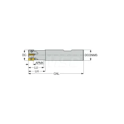 Indexable Square-Shoulder End Mill: HPE90AN-D.50-2-C.50-7C, 1/2" Cut Dia, 0.303" Max Depth of Cut, 1/2" Dia Cylindrical Shank