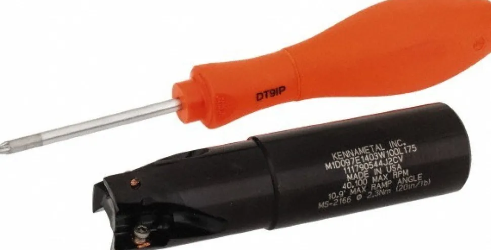 Indexable Square-Shoulder End Mill: M1D097E1403W100L175, 0.9701" Cut Dia, 14.73 mm Max Depth of Cut, 1" Dia Weldon Flat Shank