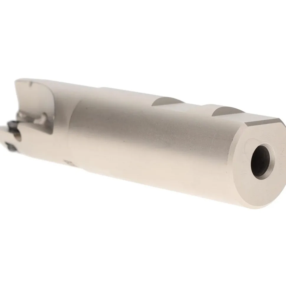 Indexable Square-Shoulder End Mill: HM90 E90AD-D1.0-2-W1.0, 1" Cut Dia, 0.56" Max Depth of Cut, 1" Dia Weldon Flat Shank