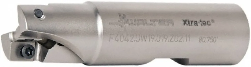 Indexable Square-Shoulder End Mill: F4042.UW19.019.Z02.11, 3/4" Cut Dia, 11 mm Max Depth of Cut, 3/4" Dia Weldon Flat Shank