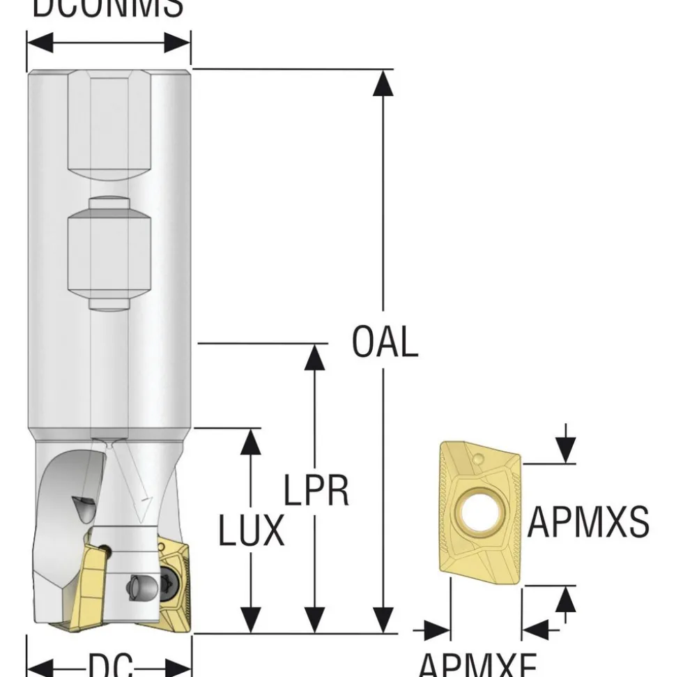Indexable Square-Shoulder End Mill: R217.69-01.00-3-18-2AN, 1" Cut Dia, 0.669" Max Depth of Cut, 1" Dia Weldon Flat Shank
