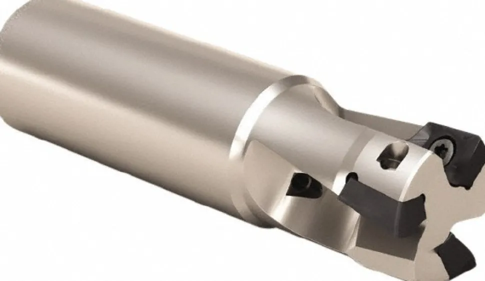 Indexable Square-Shoulder End Mill: R217.69-01.00-3-18-2AN, 1" Cut Dia, 0.669" Max Depth of Cut, 1" Dia Weldon Flat Shank