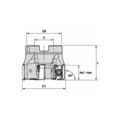 Indexable Square-Shoulder Face Mill: M4D300L1509S100L175, 3'' Cut Dia, 1.0000" Arbor Hole Dia, 0.6100" Max Cutting Depth