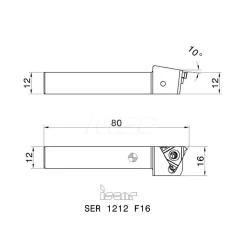 Indexable Threading Toolholder: External, Right Hand, 12 x 12 mm Shank