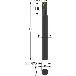 Indexable Threading Toolholder: Internal, Right Hand, 0.336 x 3/8" Shank