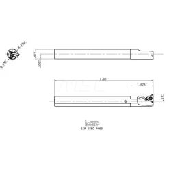 Indexable Threading Toolholder: Internal, Right Hand, 3/4 x 3/4