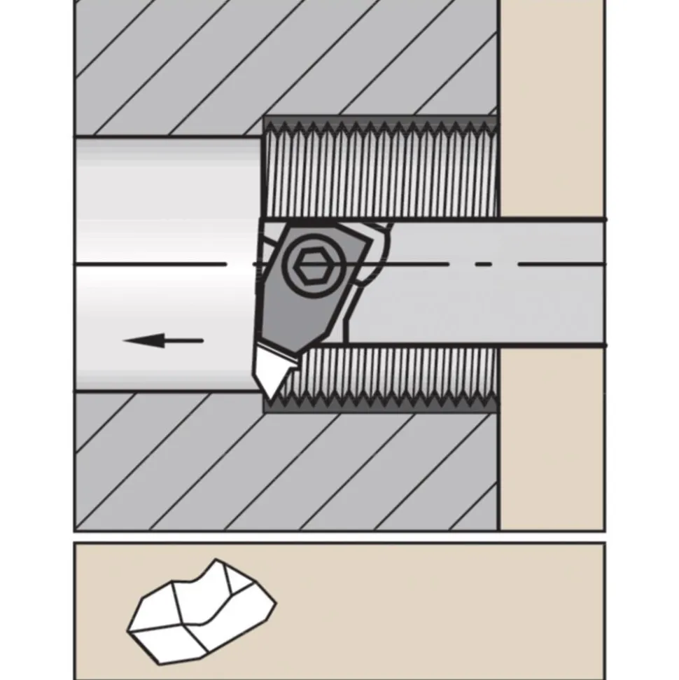 Indexable Threading Toolholder: Internal, Right Hand, Uses 1 Inserts, 1/2" Shank