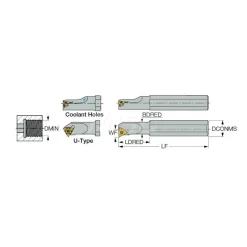 Indexable Threading Toolholder: Internal, Right Hand, 1/4 x 1/4" Shank