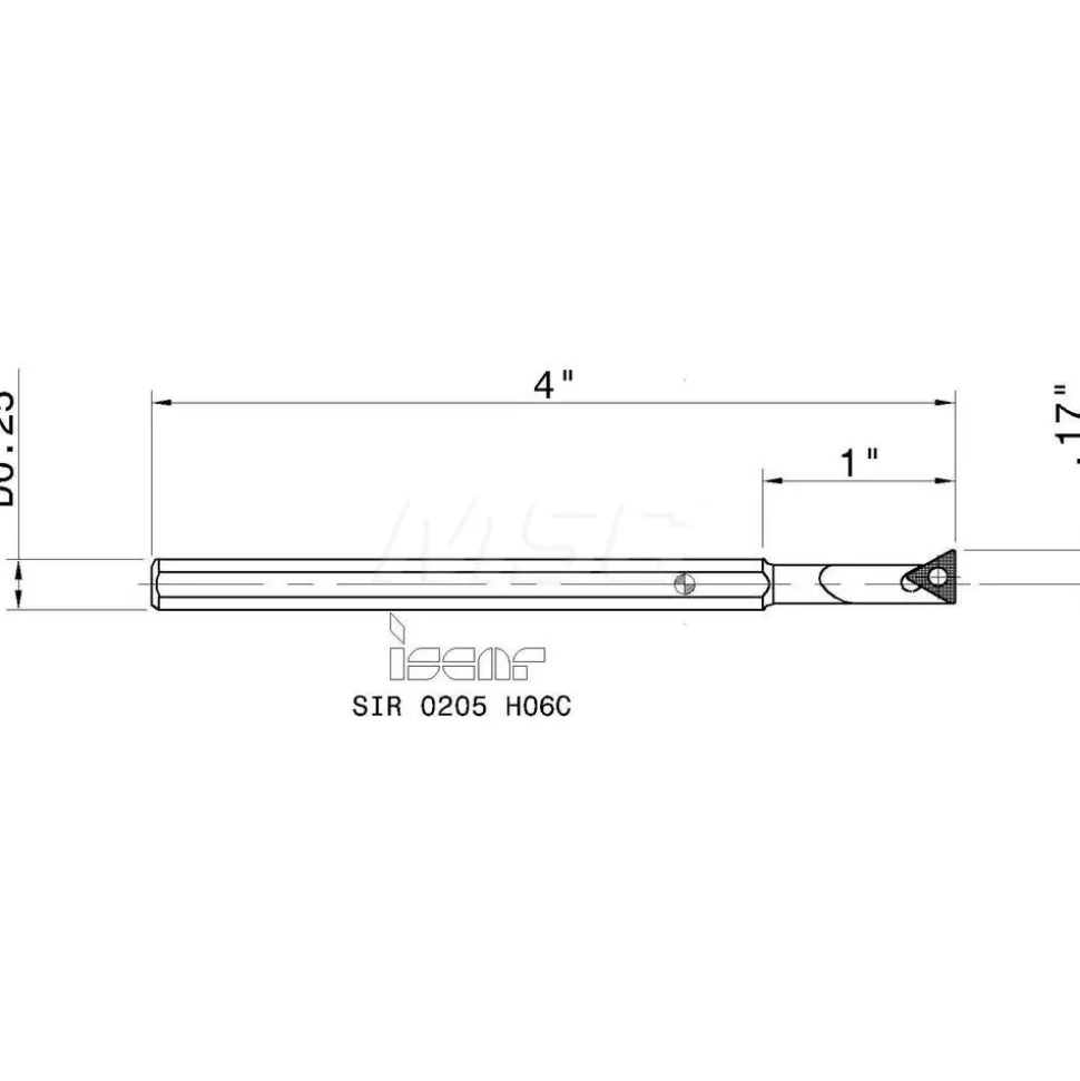 Indexable Threading Toolholder: Internal, Right Hand, 1/4 x 1/4" Shank