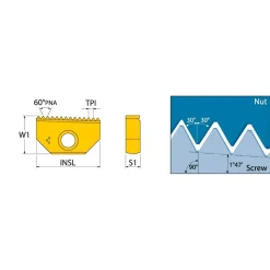 Indexable Thread Mill: 0.79" Cut Dia, 1.54" Max Hole Depth, Internal & External, Steel