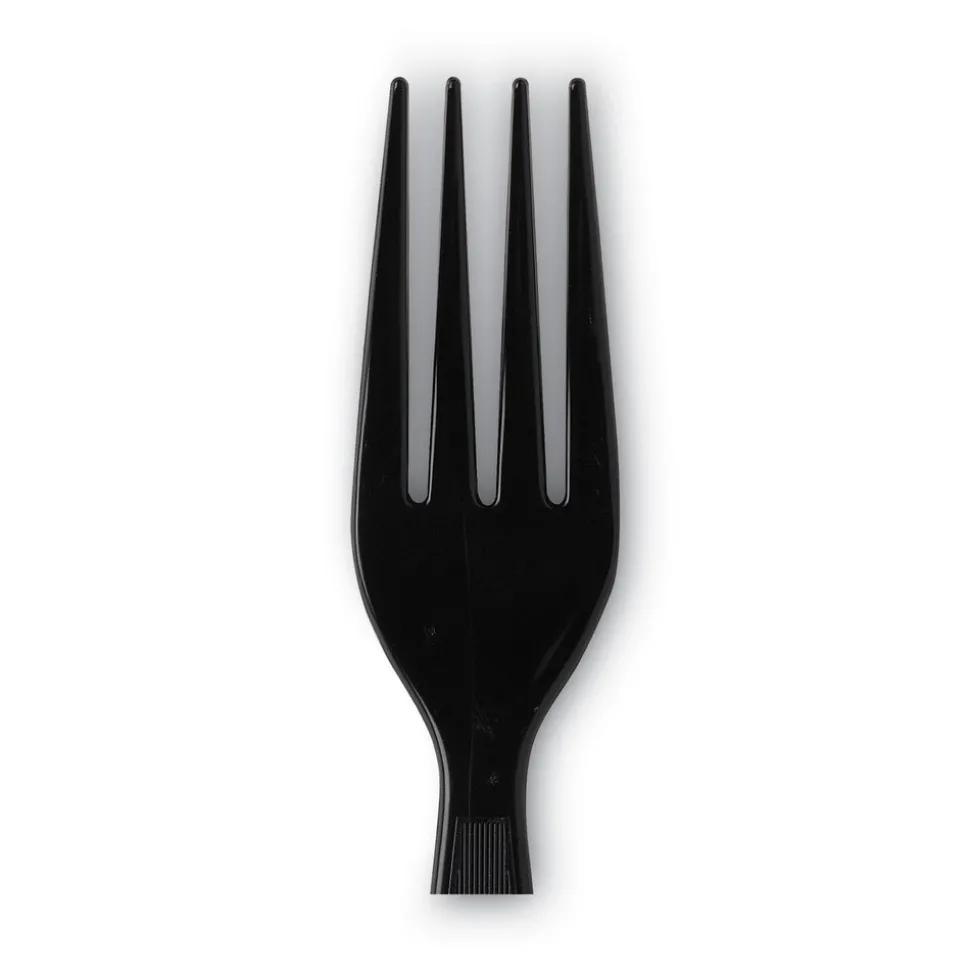 Individually Wrapped Forks, Plastic, Black, 1000/Carton
