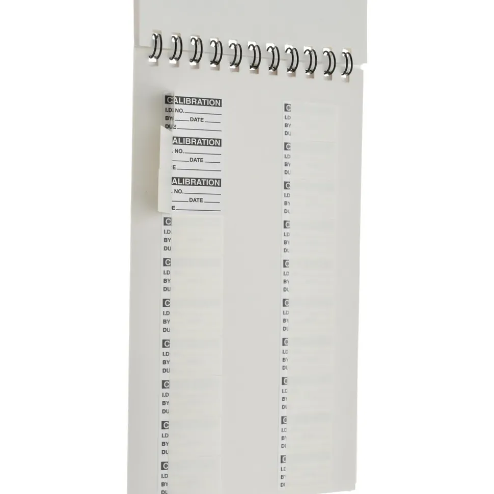 Inspection & Quality Label: "Calibration I.D. No.__ By__Date__Due__", Rectangle, 1" Wide